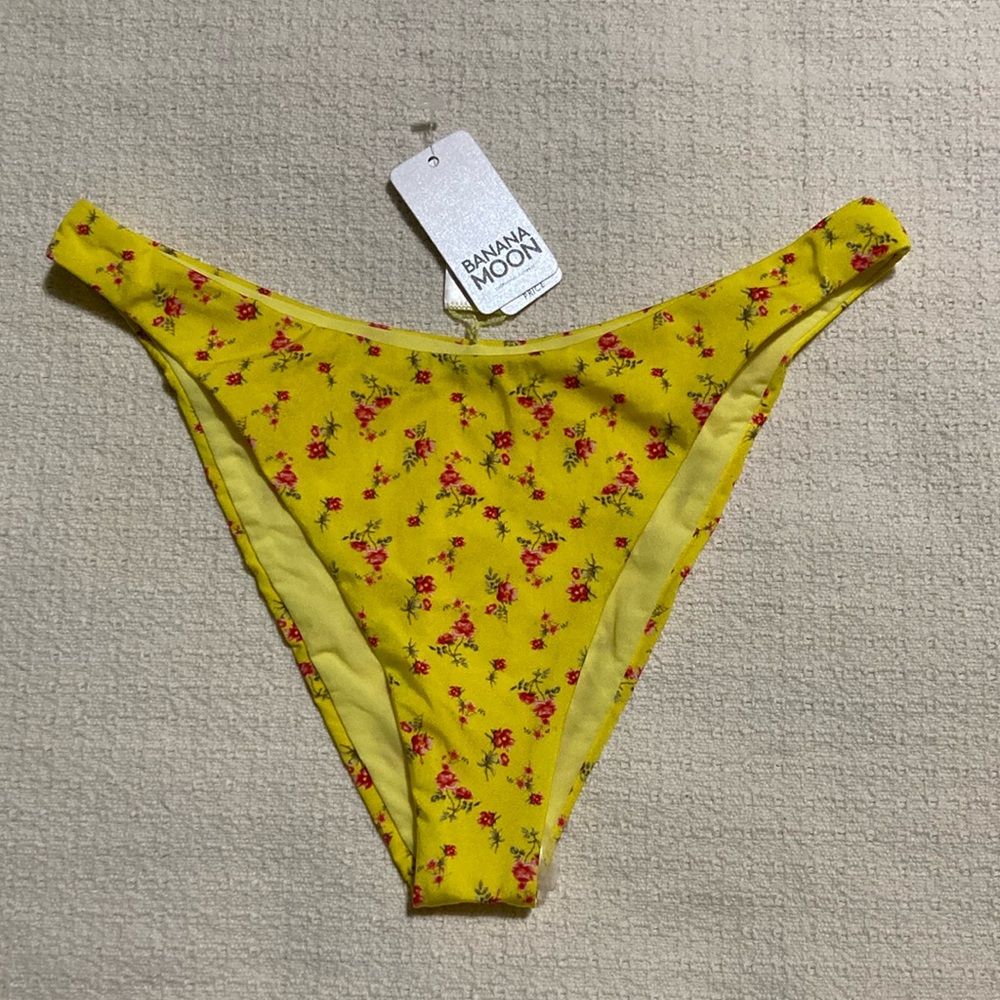 BananaMoon Yellow and Pink Floral Bikini Bottom NWT Size 40 US Size 8